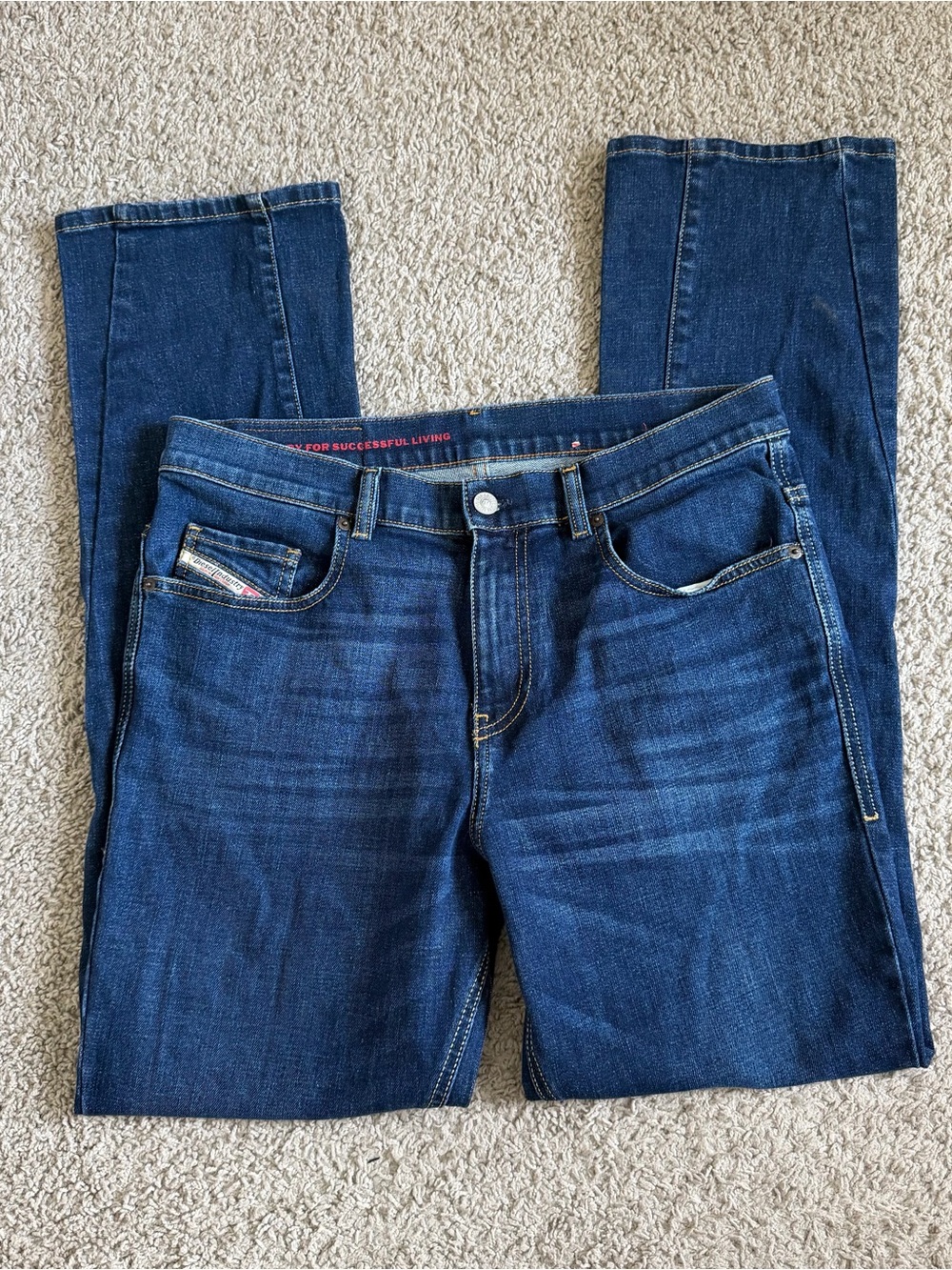 Diesel Library 2021 5 Pocket Dark Blue Wash Slim Fit Bootcut Denim Jeans